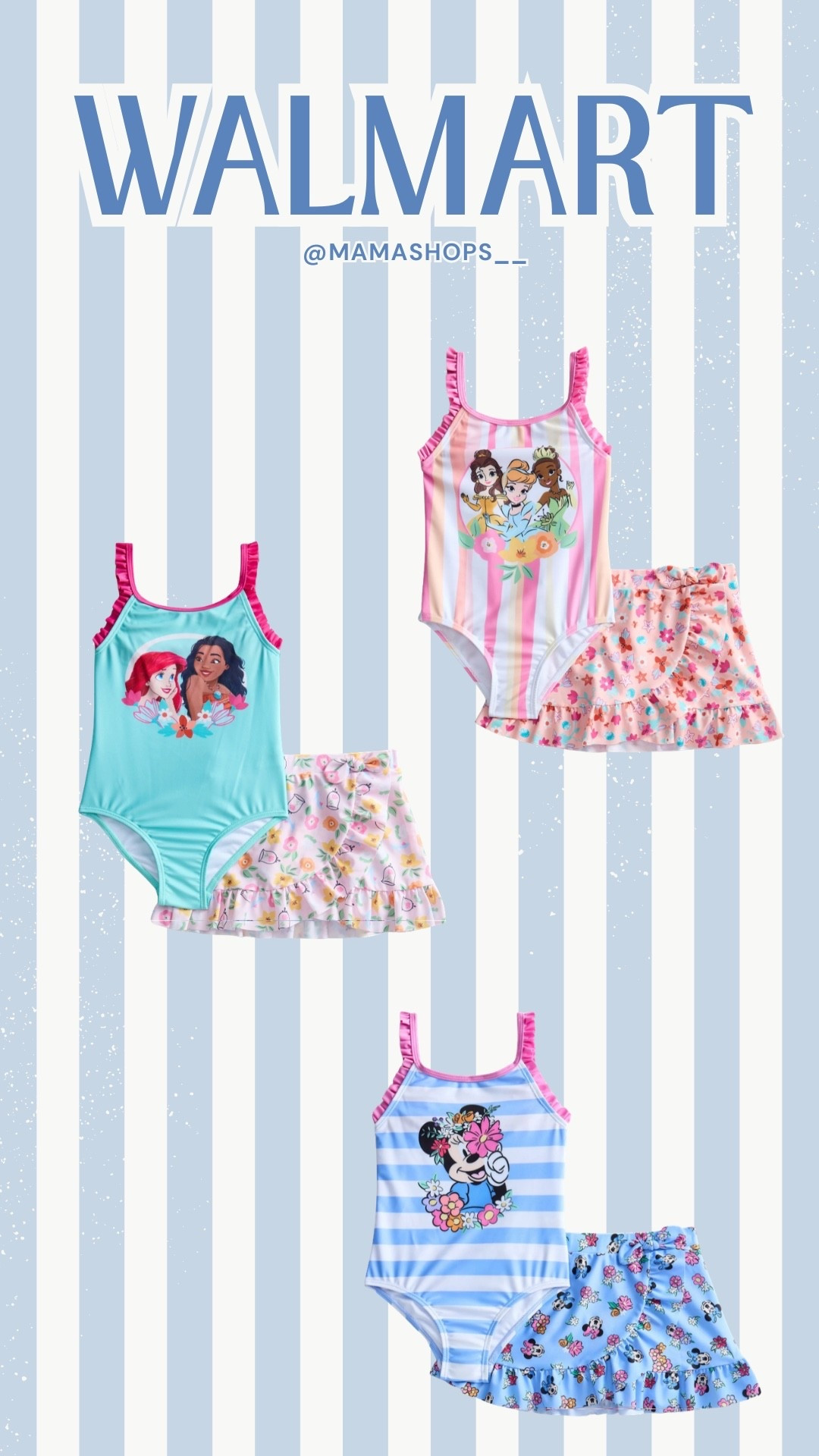 Supper cute Disney character 2pc swimsuit set with Skirt bottoms!👧🏻💖

Go check them out at Walmart for your little ones, linking them here 💕🔗

#LTKBaby #LTKSwim #LTKSeasonal
