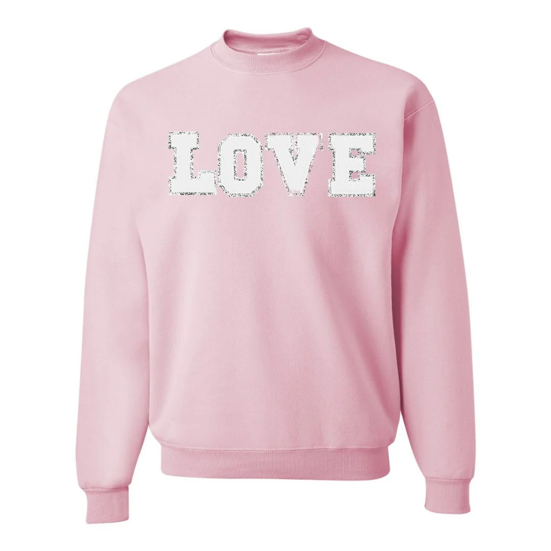 Love Patch Adult L/S Sweatshirt  - Lt Pink | Sweet Wink