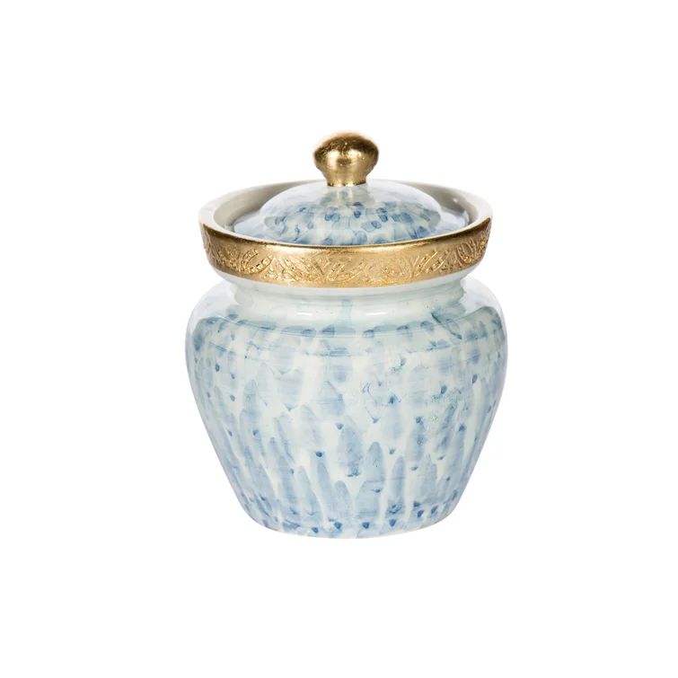 Blue/White/Gold Ceramic Jar | Wayfair North America