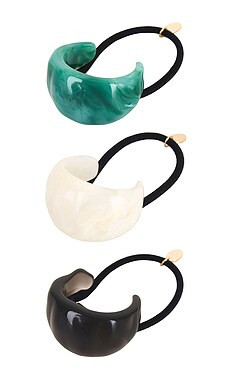 8 Other Reasons Belle Hair Tie Pack Of 3 in Black, White, & Aqua from Revolve.com | Revolve Clothing (Global)