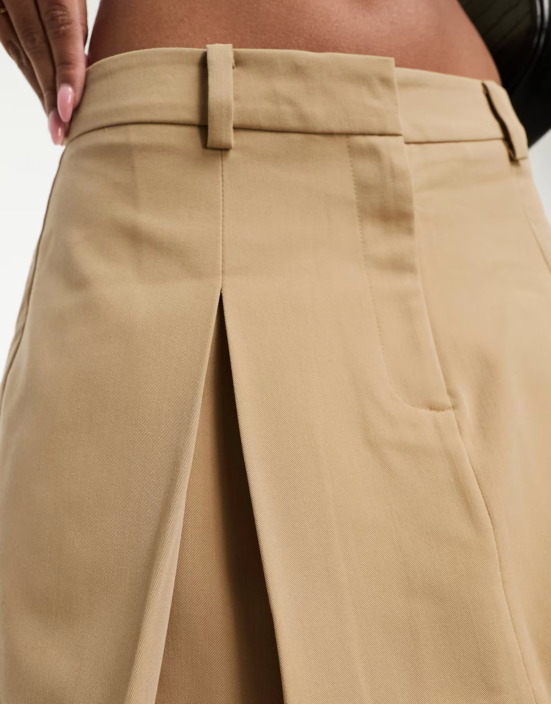 ASOS DESIGN pleat mini skirt co-ord in camel | ASOS (Global)