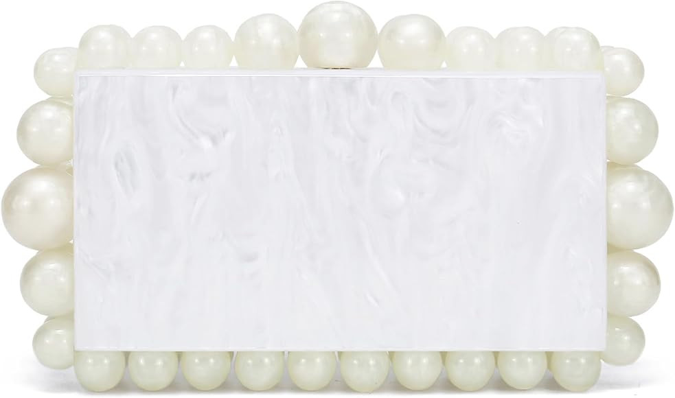 HIYOLALA Acrylic Evening Clutch Bag for Women Marble Handbag Pearl Clutch Purses for Formal Weddi... | Amazon (US)