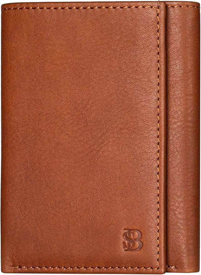 SERMAN BRANDS Trifold Wallet for Men - RFID Blocking Full Grain Leather, 11 Card Slots & ID Windo... | Amazon (US)