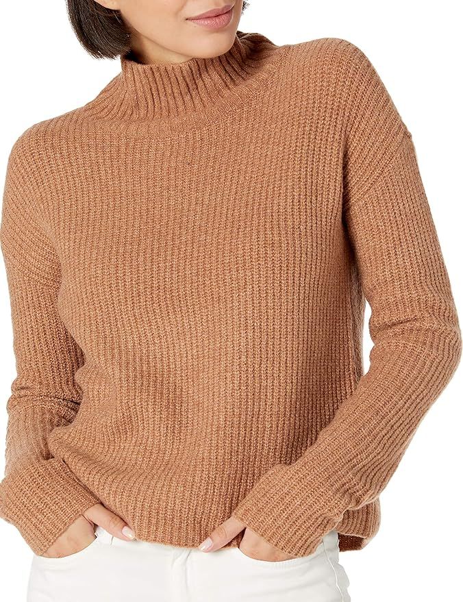 Goodthreads Women's Mid-Gauge Stretch Cropped Long-Sleeve Funnel Neck Sweater | Amazon (US)