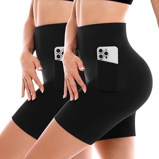 SINOPHANT 2 Pack Biker Shorts for Women with Pockets High Waisted Yoga Running Shorts for Womens ... | Amazon (US)