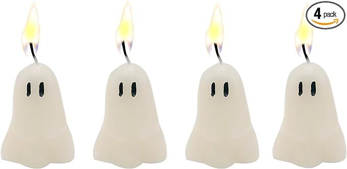 itechpanda 4 PCS Halloween Ghost Candles, Novelty Votive Ghost Candle, Cute Votive Candles for Fa... | Amazon (US)