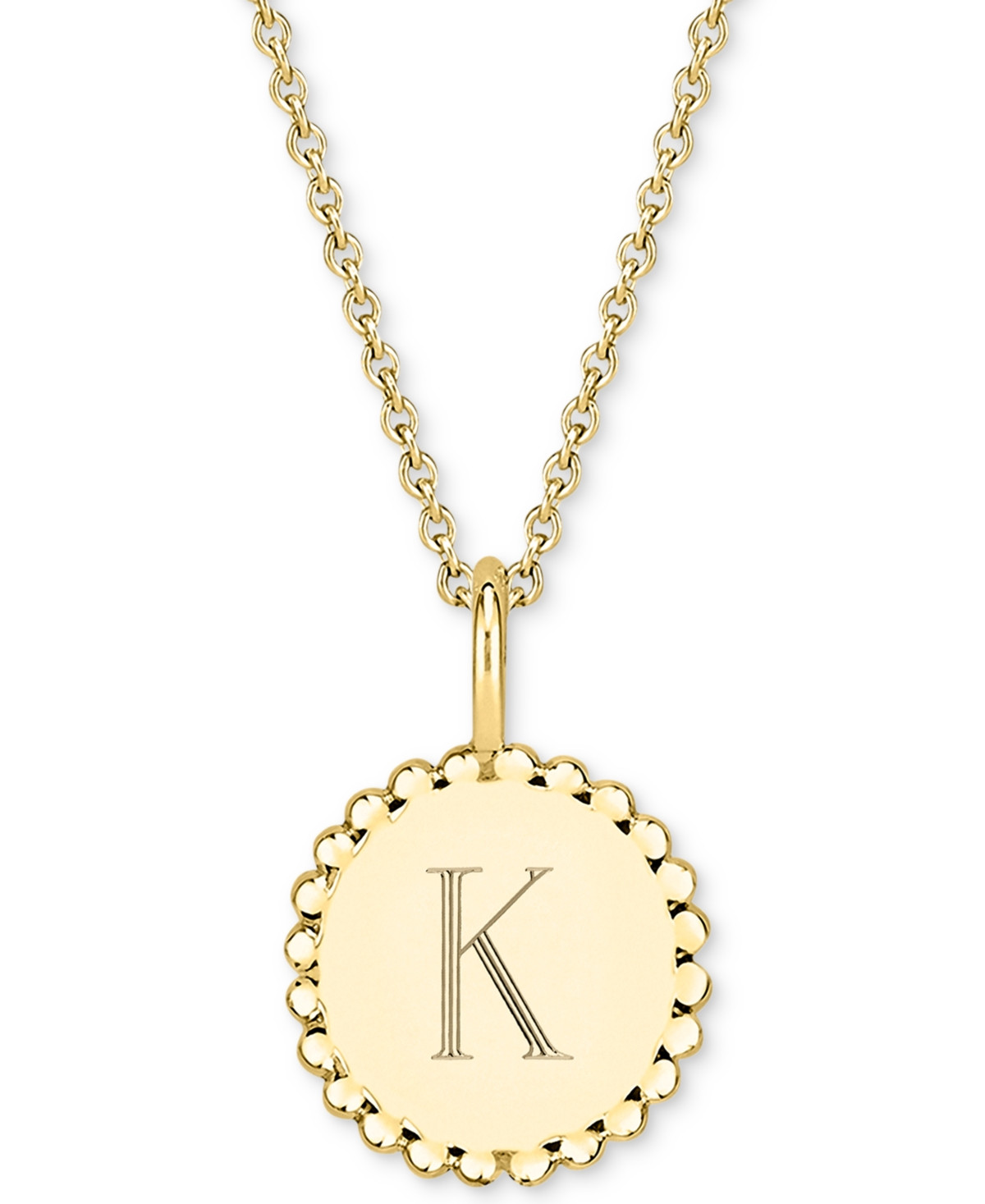 Initial Medallion Pendant Necklace in 14k Gold-Plated Sterling Silver, 18" - K | Macy's
