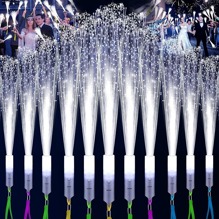 SHQDD 28 PCS Fiber Optic Wands with 3 Light Modes, Glow Wands & Light Up Wands for Kids, Sparkler... | Amazon (US)