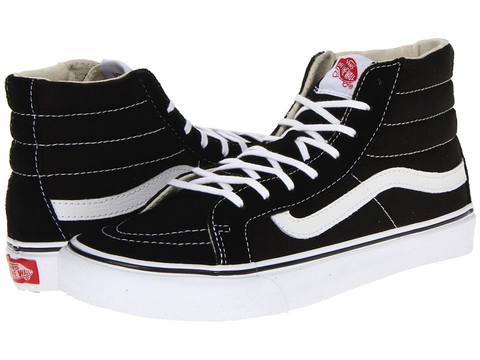 Vans - Sk8-Hi Slimtm Core Classics (Black/White) Skate Shoes | Zappos
