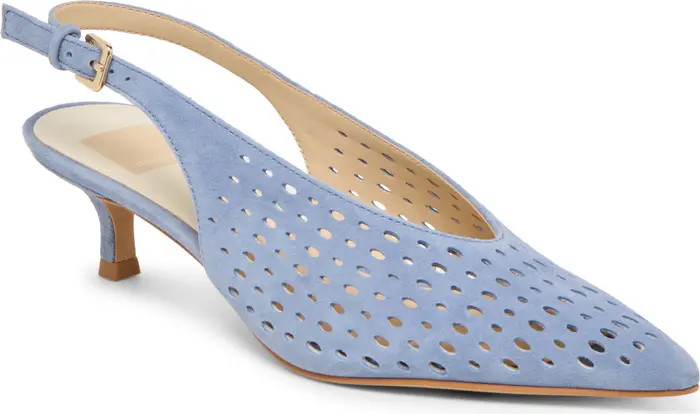 Alenna Perf Slingback Pointed Toe Kitten Heel Pump (Women) | Nordstrom