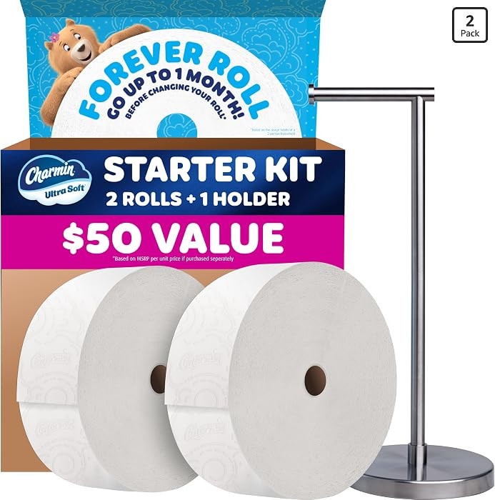 Charmin Toilet Paper Ultra Soft, Forever Roll Starter Kit, 1 Holder, 2 Rolls, 2-ply Bath Tissue | Amazon (US)