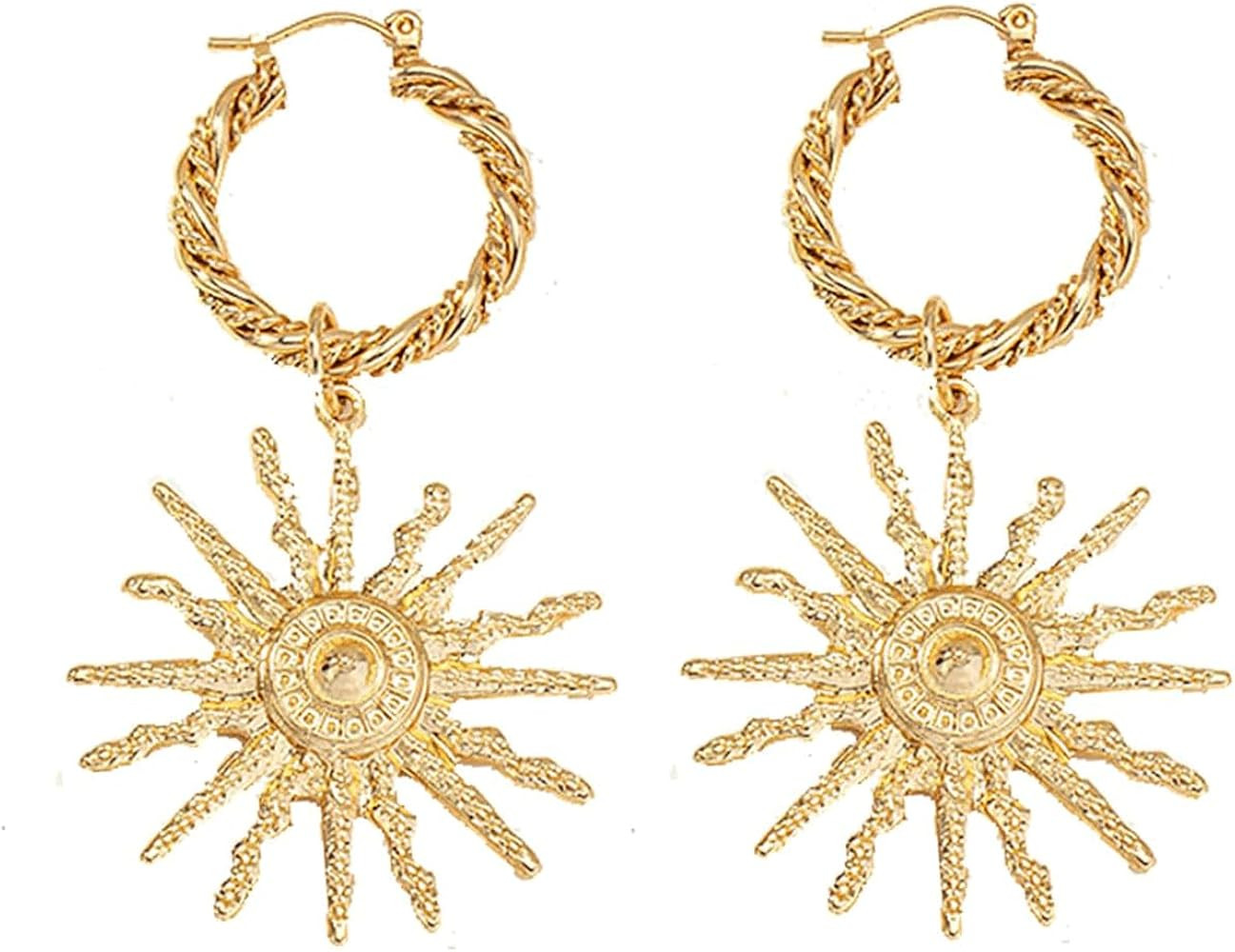 Bohemian Gold Sunflower Earrings for Women Hoop Earrings Vintage Sun Drop Earrings Summer Beach J... | Amazon (US)