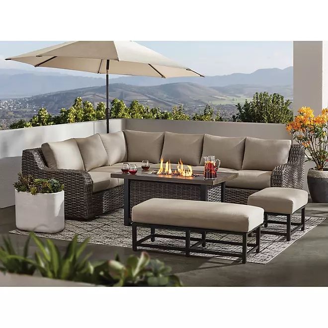 Member's Mark Athena 7-Piece Sectional with Firepit - Cast Ash | Sam's Club