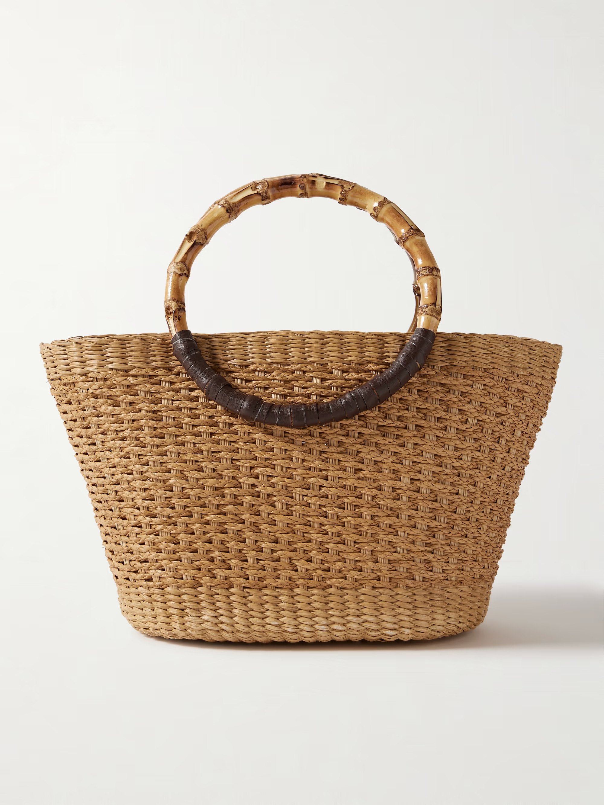 Bamboo and leather-trimmed straw tote | NET-A-PORTER (US)