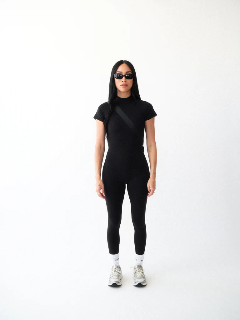 Ultimate Mock Neck Short Sleeve Unitard - Black | Adanola UK