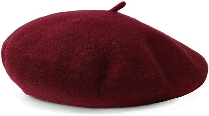 Women French Wool Beret Hats - Solid Color Classic Beanie Winter Cap | Amazon (US)
