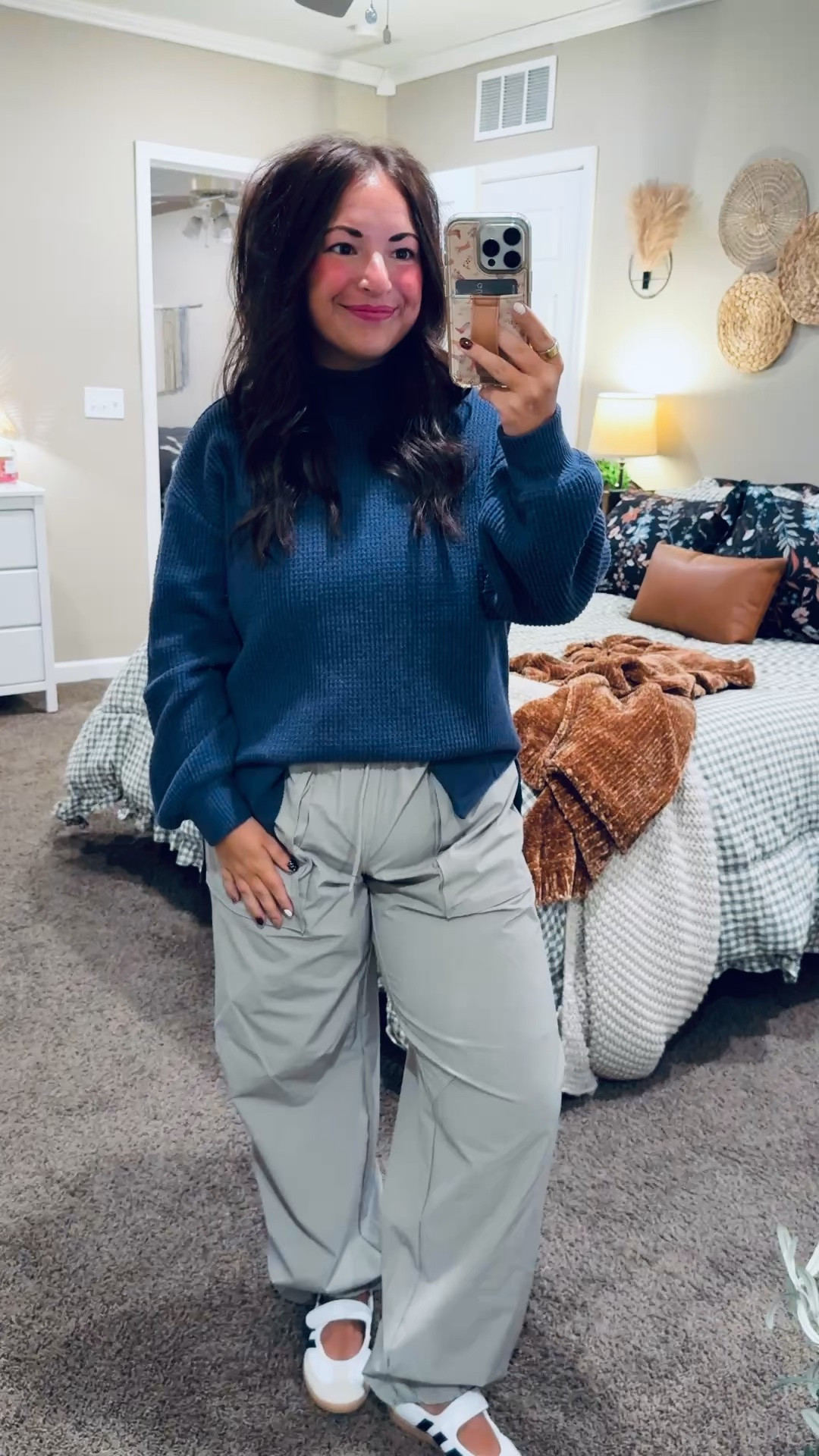 Loving this deep blue for sweater season! 💙 Paired with relaxed light gray pants & white Mary Jane flats for a comfy classroom look. Such a cute outfit for cooler school days!

sneakers: fit true to size // wearing a kids 3.5 (linking adult size as well)
pants: fit oversized // wearing a medium
mockneck: fits oversized // wearing a medium 

 #LTKootd #LTKMidsize #LTKWorkwear