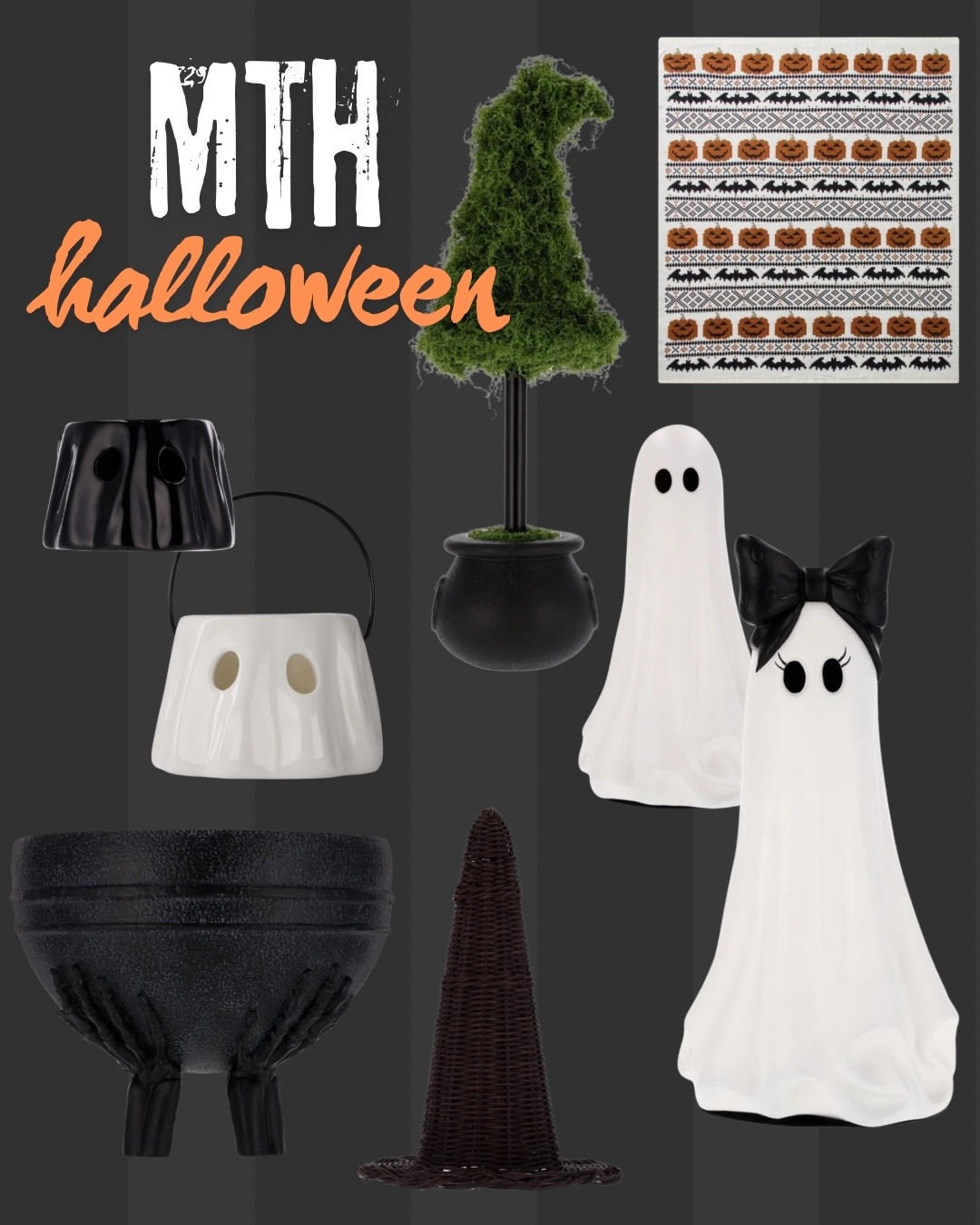 My Texas House Halloween 🎃 witch topiary, Halloween throw, wicker witch hat, ceramic ghost.

#LTKSeasonal #LTKHome