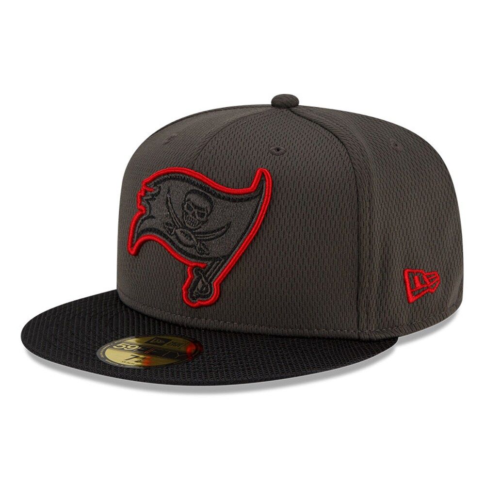 Tampa Bay Buccaneers New Era 2021 NFL Sideline Road 59FIFTY Fitted Hat - Pewter/Black | Lids