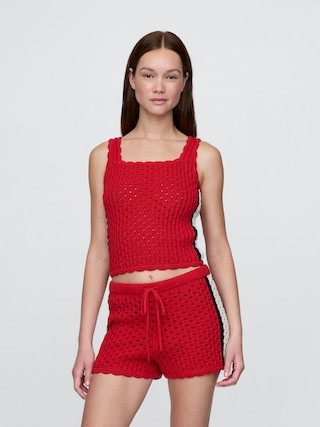 100% Cotton Crochet Cropped Tank Top | Gap (US)