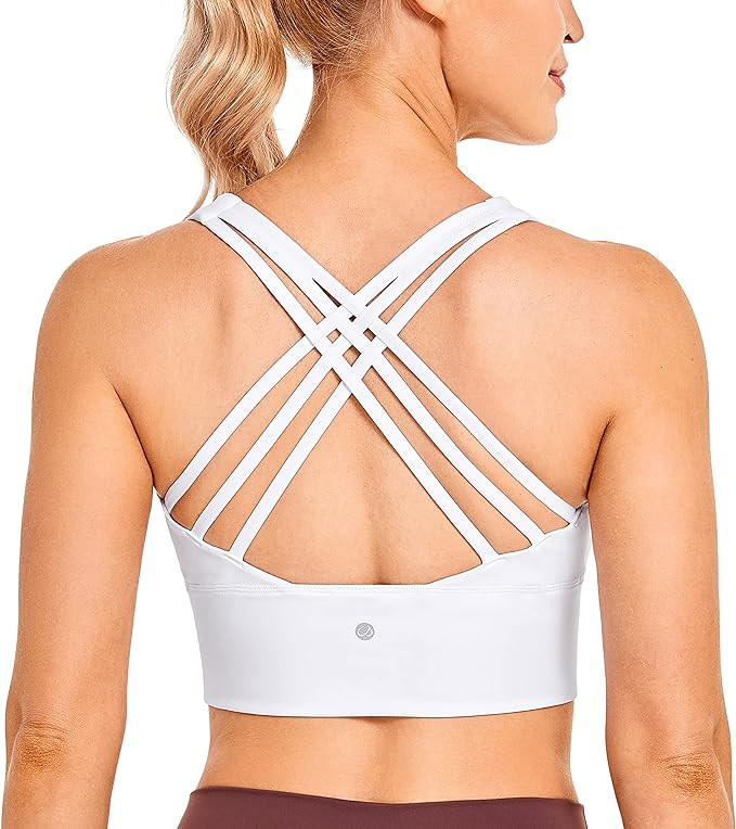 CRZ YOGA Strappy Longline Sports Bras for Women - Wirefree Padded Criss Cross Yoga Bras Cropped T... | Amazon (US)