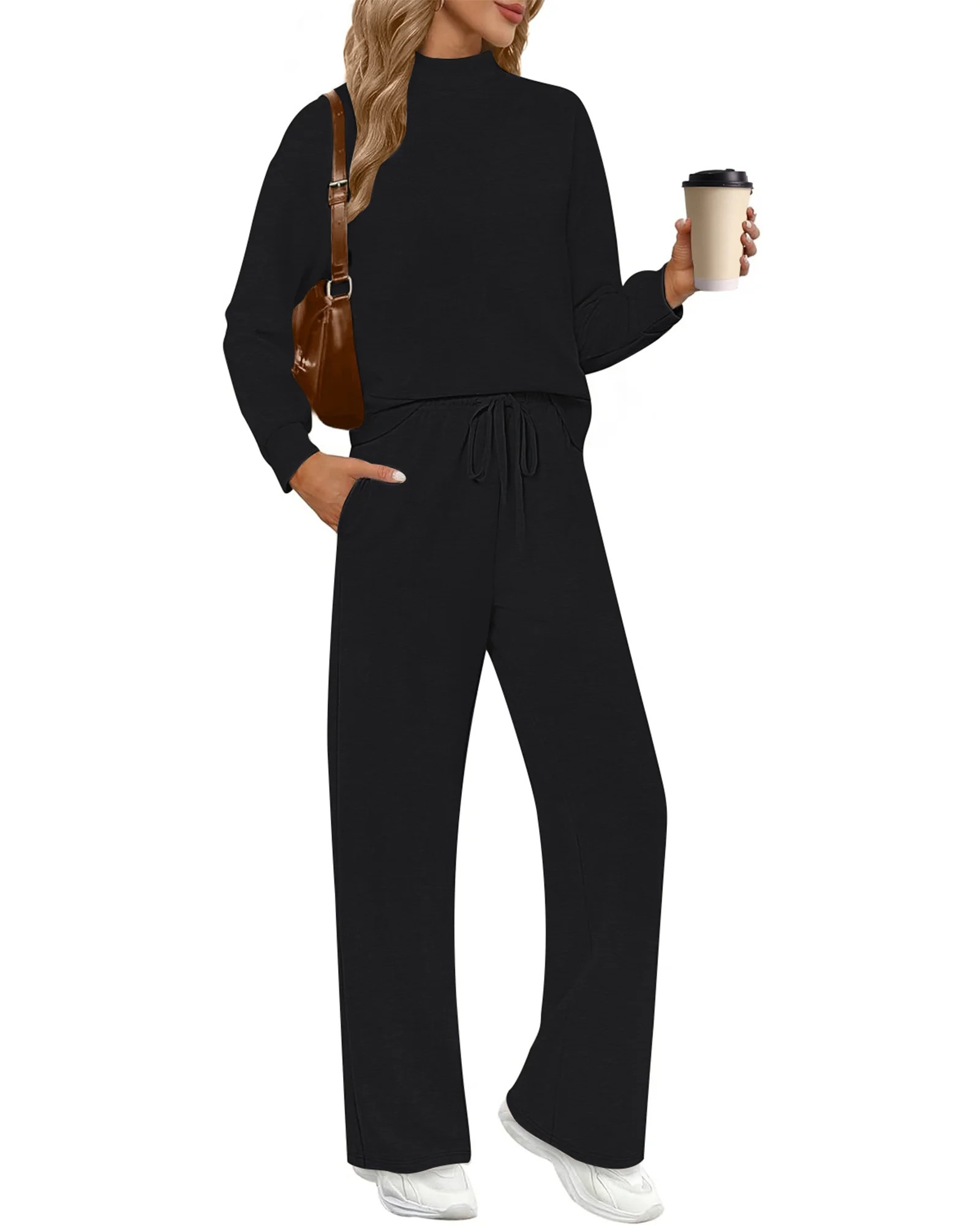 UVN Outfit Sets for Women Fall Winter Long Sleeve Tops And Long Pants Sweatsuits Casual 2 Piece T... | Walmart (US)