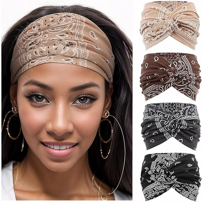 Headbands for Women Non Slip Cross Yoga Headhand Bandana Stylish Wide Head Bands African Head Wra... | Amazon (US)