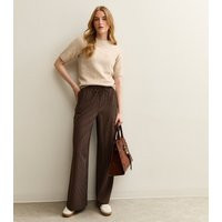 Women's Brown Pinstripe Wide Leg Trousers New Look | New Look (UK)