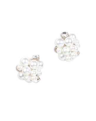 Shefalli Cubic Zirconia & Imitation Pearl Cluster Stud Earrings in Silver Tone | Bloomingdale's (US)