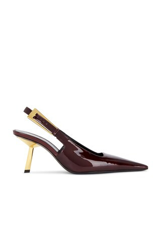 Saint Laurent Stone Slingback Pump in Burgundy | FWRD 