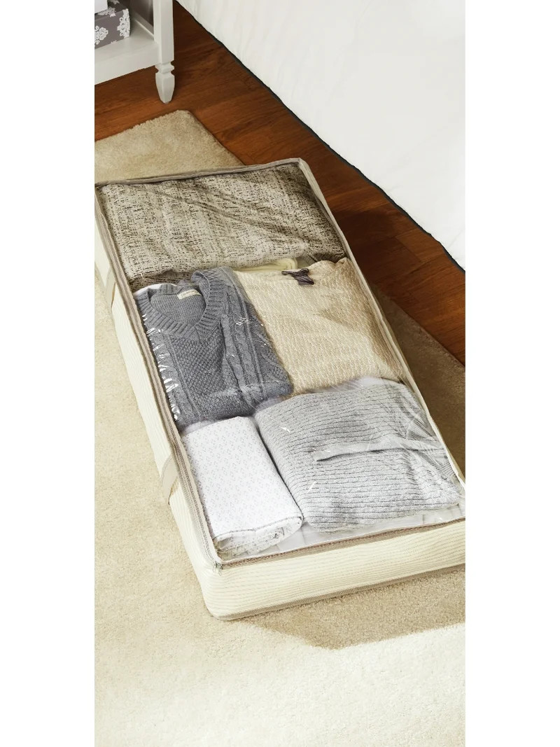 Mainstays Canvas Clear Under the Bed Zippered Closet Storage Organizer for Clothes | Walmart (US)