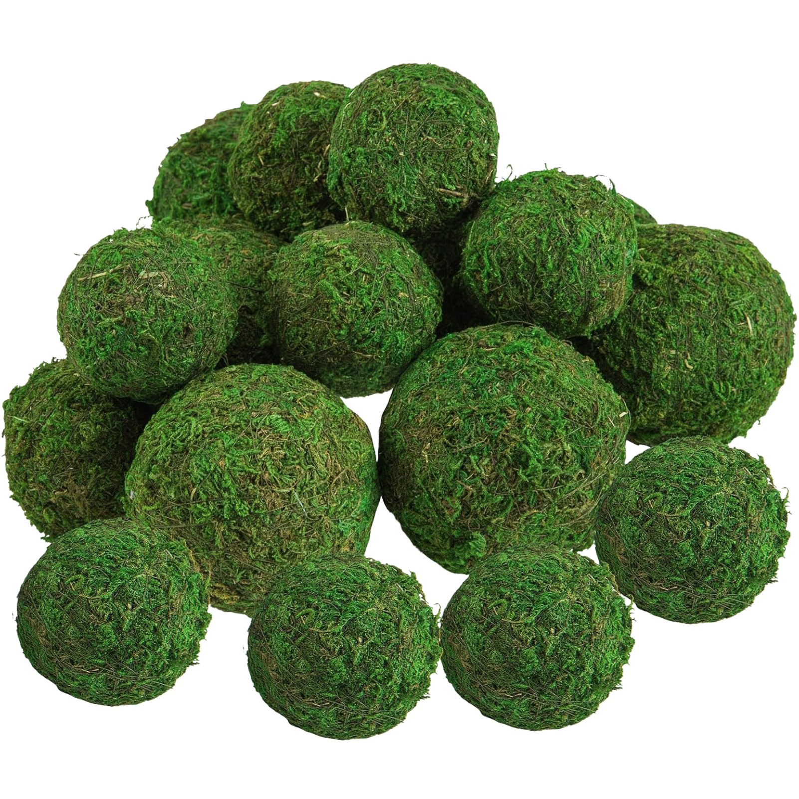 Biubee 18 Pack Decorative Faux Dried Moss Balls- 6pcs 3.1" Artificial Green Plant Mossy Globes+ 1... | Amazon (US)