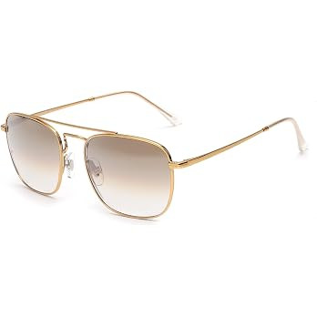 Retro Square Aviator Sunglasses Premium Glass Lens Flat Metal Eyewear Men Women (Gold/Grey) : Ama... | Amazon (CA)