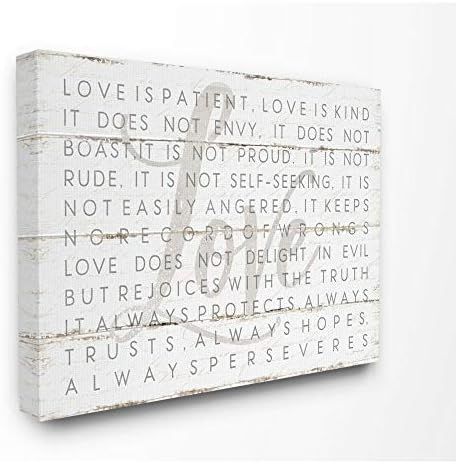 Stupell Industries Love is Patient Grey on White Planked Look Canvas Wall Art, 24 x 30 | Amazon (US)
