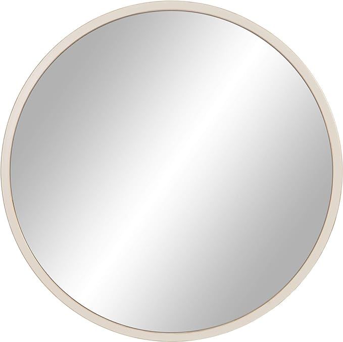 30" Distressed White Metal Framed Round Wall Mirror | Amazon (US)
