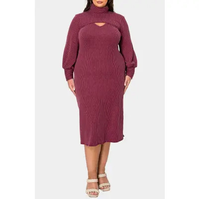 L I V D Aster Plissé Two-Piece Sweater Dress in Burgundy at Nordstrom, Size 3X | Nordstrom