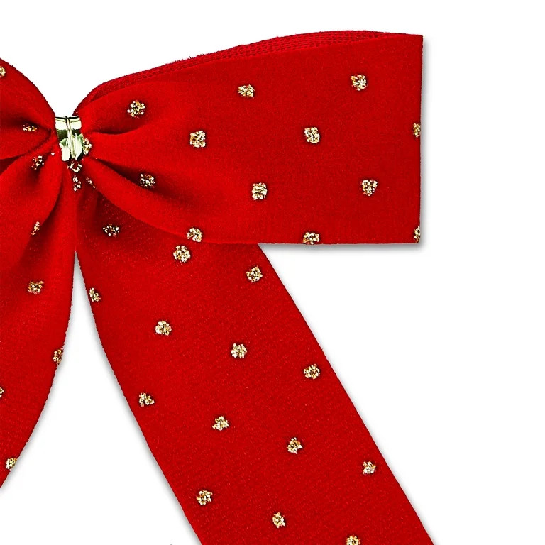 Red with Gold Dots Christmas Bows, 10 Count, by Holiday Time - Walmart.com | Walmart (US)
