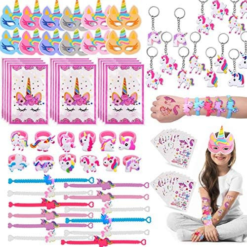 POKONBOY 72 Pack Unicorn Party Favors Supplies for Kids Unicorn Party Favor Bags, Masks, Rings, Neck | Amazon (US)
