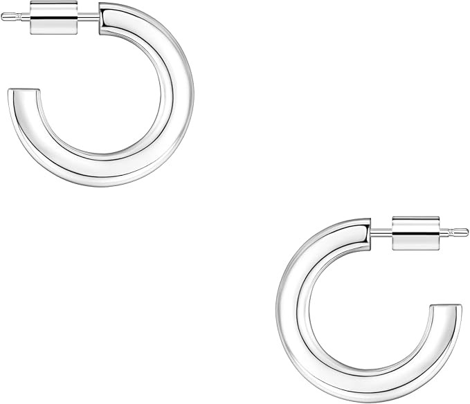 Wowshow Chunky Gold Hoop Earrings,4mm Thick Hoop Earrings for Women 14K Real Gold Plated Open Hoo... | Amazon (US)