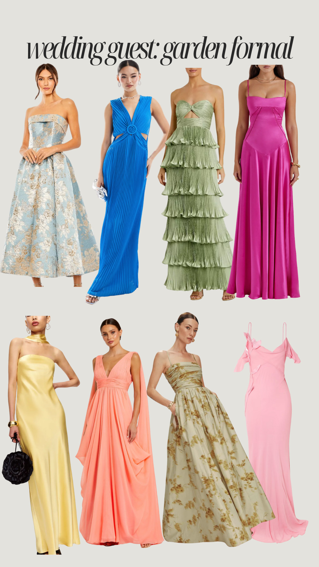For spring/summer weddings that call for "Garden Party Formal" - also great for European weddings or black tie weddings by the beach! 

 #LTKStyleTip #LTKWedding