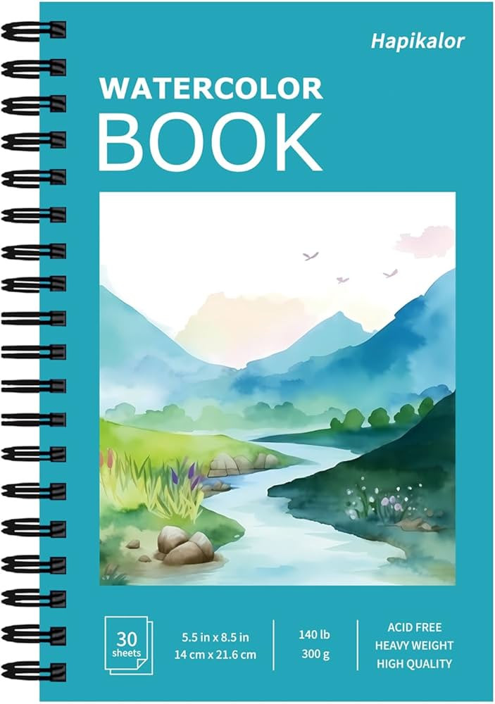 Hapikalor 5.5"x8.5"Watercolor Small Sketchbook for Kids, 30 Sheets (60 Pages) Spiral Bound, Water... | Amazon (US)