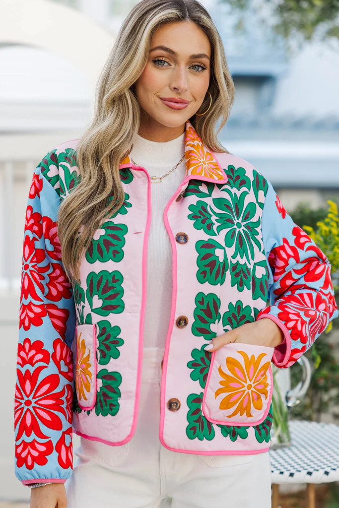 New Light Green Abstract Jacket | The Mint Julep Boutique