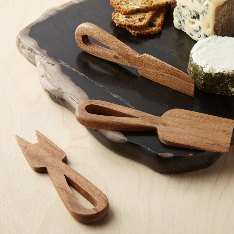 Mateo Wood Cheese Knives, Set of 3 + Reviews | Crate & Barrel | Crate & Barrel