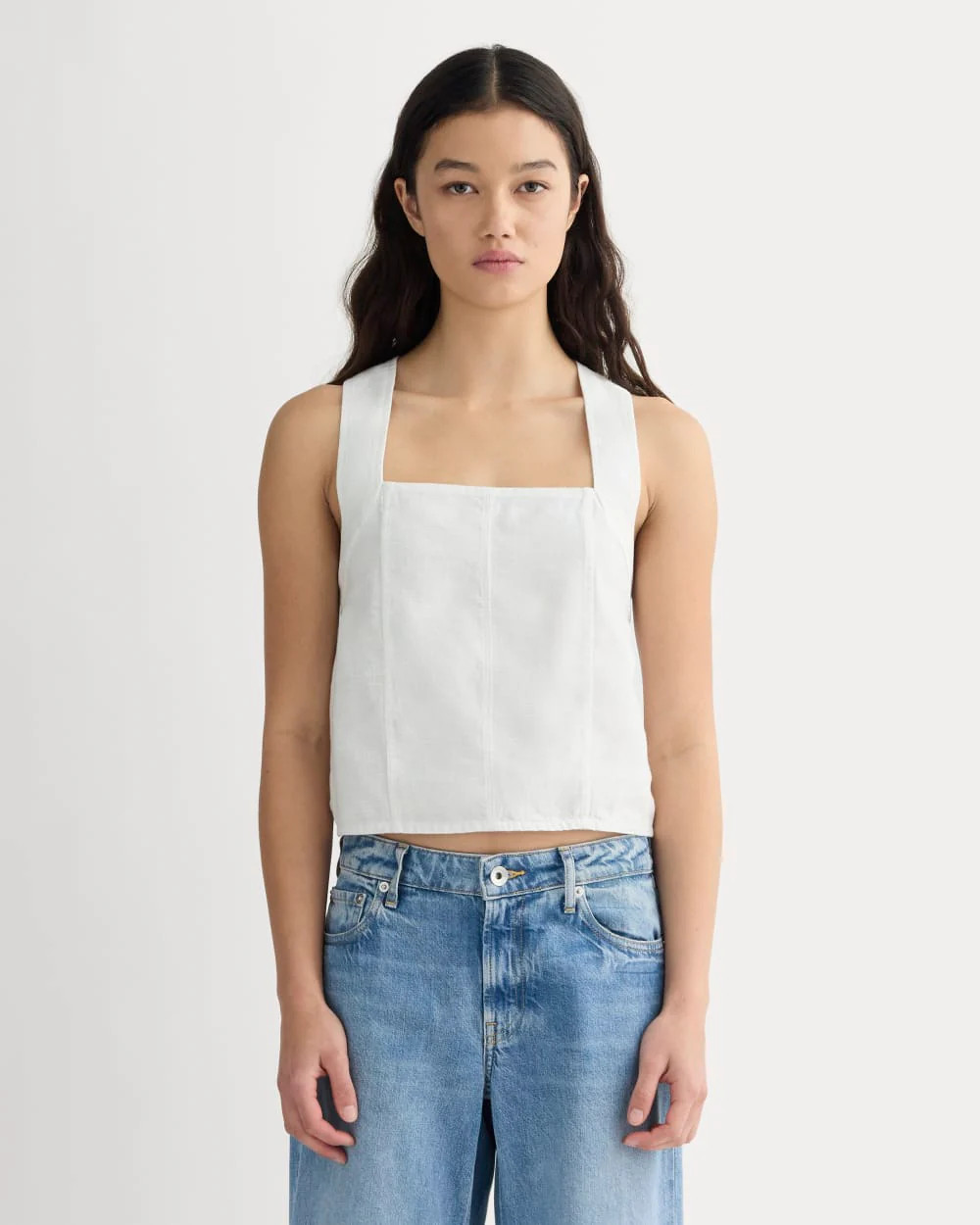 The Crossback Tank in Linen | Natural Chambray | Everlane