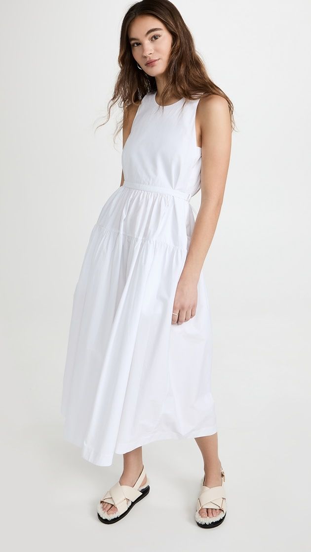 Sleeveless Poplin Belted Midi Dress | Shopbop