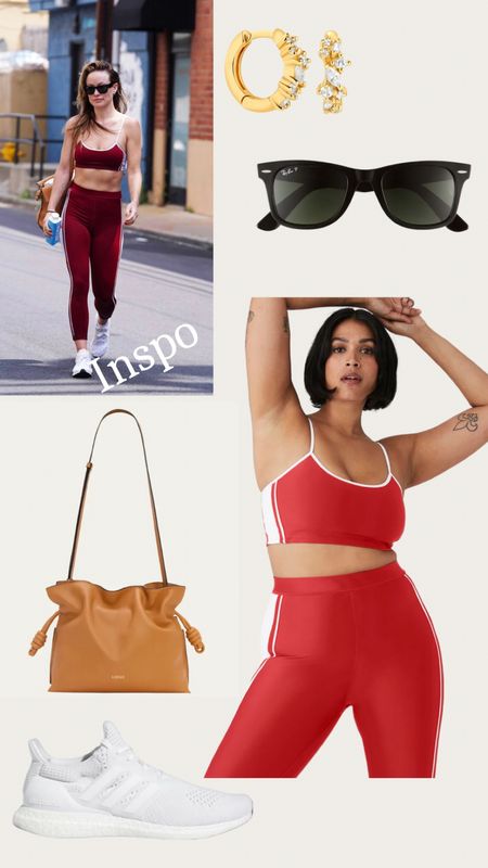 Red & White Striped Bra and Leggings: Alo
White Sneakers: Adidas Ultraboost
Gold Huggies: Astrid & Miyu
Black Wayfarer Sunglasses: Ray-Ban
Large Clutch Bag: Loewe

#LTKShoeCrush #LTKItBag #LTKFitness #LTKSeasonal #LTKActive