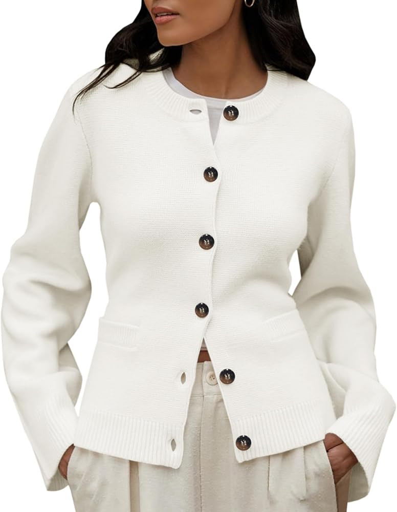 Langwyqu Womens Button Down Cardigan Sweaters Open Front Long Sleeve Slim Fit Sweater Coat Winter... | Amazon (US)