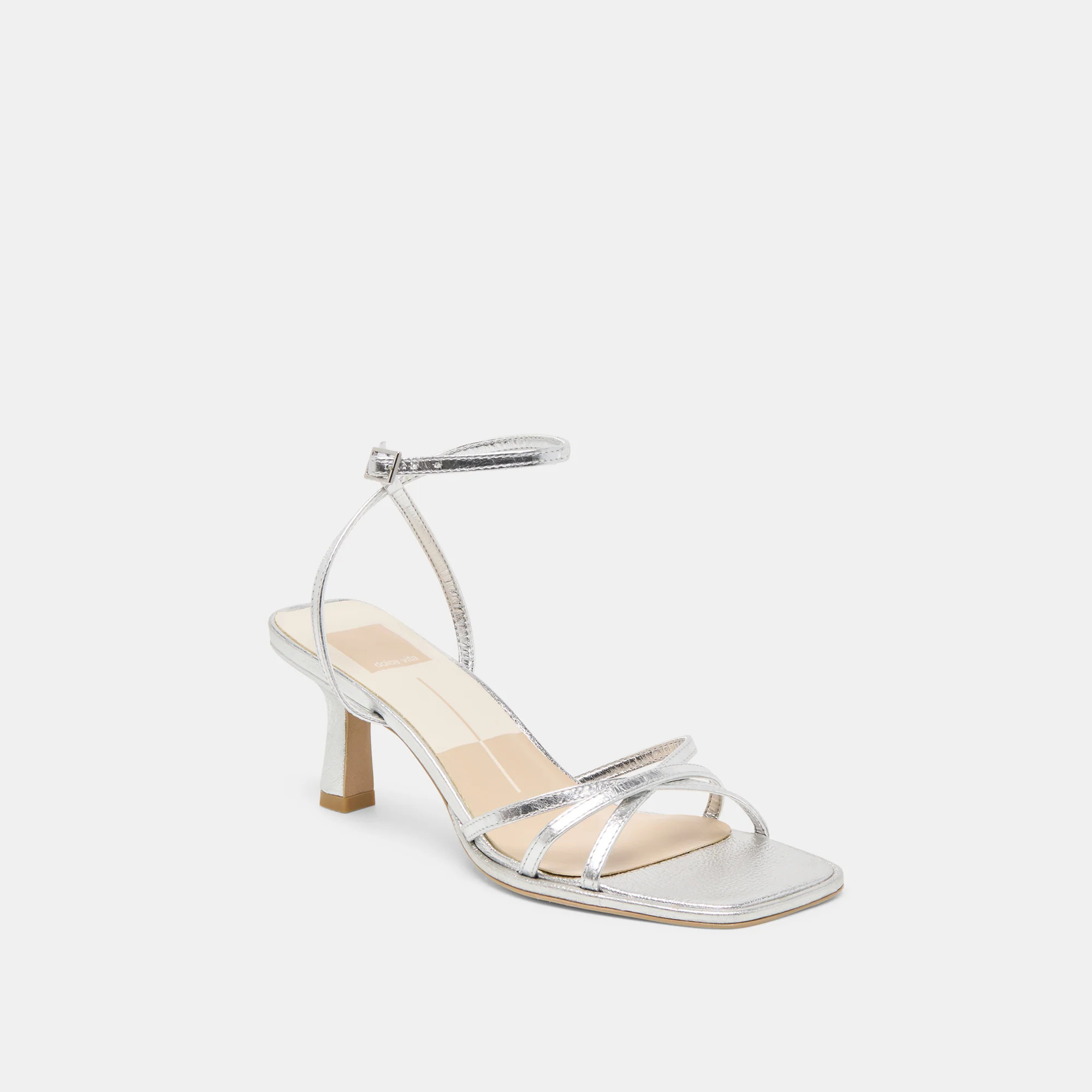 Manji Heels Silver Metallic Leather | DolceVita.com