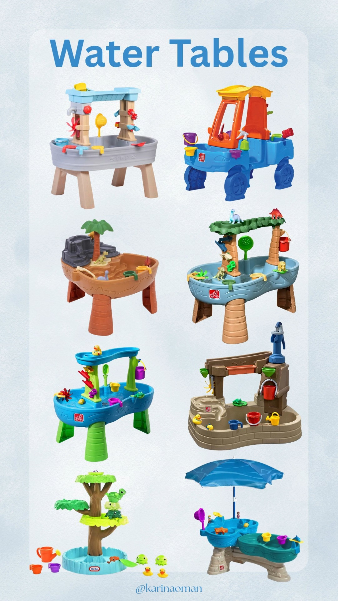 Spring is officially here and warmer weather is finally rolling in! I rounded up the best toddler water tables from Target, Amazon, Walmart & Wayfair. With so many fun themes and setups to choose from 💦

From splash pads to sensory play stations, these are perfect for keeping your little ones cool and entertained all summer long ☀️

My personal favorite? The car wash water table. It’s SO cute and interactive! We’re planning to grab one for our backyard to keep my toddler busy during those hot days outside.

If you’re looking for outdoor toddler activities, summer toys for toddlers, or backyard play ideas, these are such a good find 🙌

#LTKfamily #LTKkids #toddleractivities #watertable #summertoys #outdoorplay #momlife #toddlerfun #backyardideas #sensoryplay 

 #LTKHome #LTKSaleAlert #LTKKids