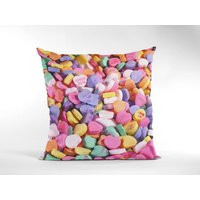 Valentines Pillow Cover, Valentine's Day Accent Pillow, Pillows, Conversation Hearts Throw | Etsy (US)